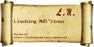 Lisching Máriusz névjegykártya